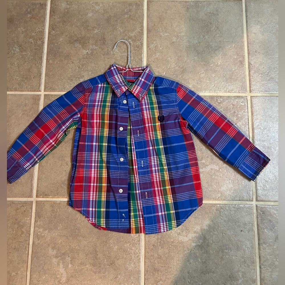 Chaps Multicolor Plaid Kids Button Down Shirt